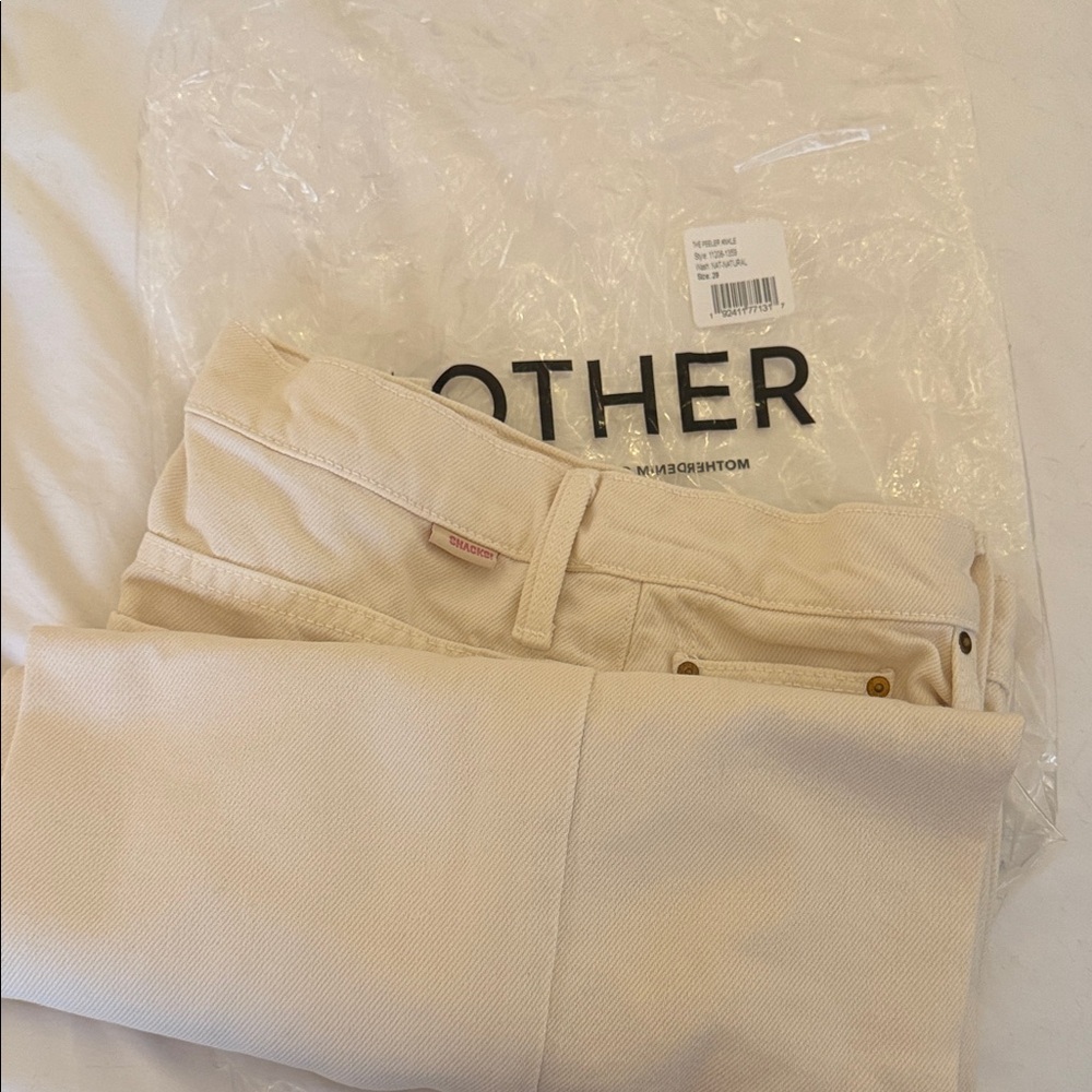 MOTHER Women's Cream Peeler Ankle Jeans